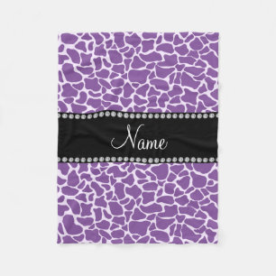 Couverture Polaire motif de girafe violet de nom personnalisé