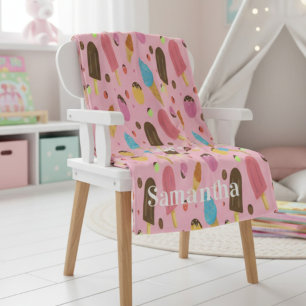Couverture Polaire Motif de glace personnalisé rose