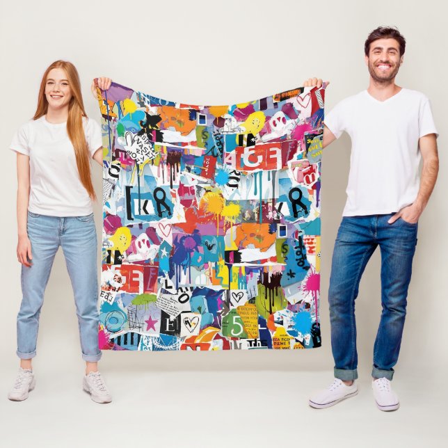 Couverture Polaire Motif de graffiti urbain coloré (8) (En situation)