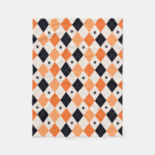 Couverture Polaire Motif de Jacquard d'Halloween Orange et Black Spid