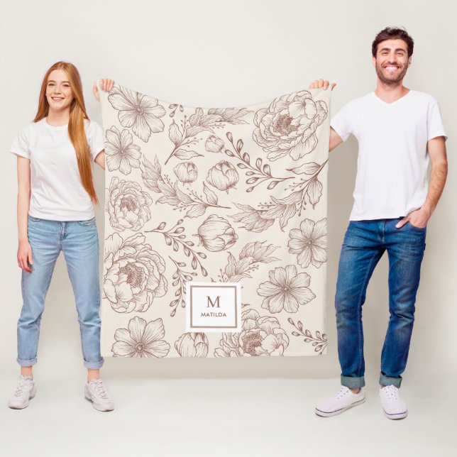 Couverture Polaire Motif de jardin botanique moderne Boho (En situation)