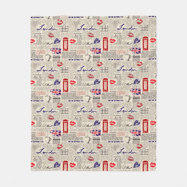 Couverture Polaire Motif de journal de Londres (Devant)