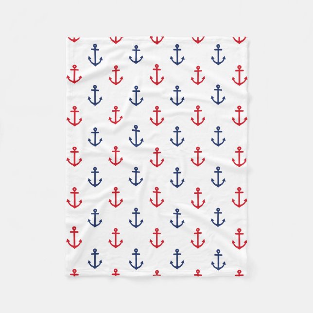 Couverture Polaire Motif de la Ancre bleue blanche (Devant)