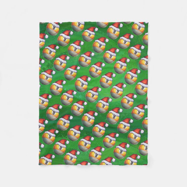 Couverture Polaire Motif de la boule Santa Hat Nine sur Vert (Devant)