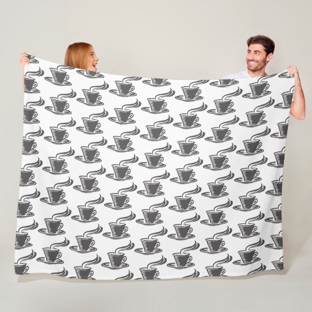 Couverture Polaire Motif de la coupe de café moderne gris foncé (En situation)