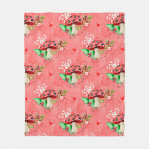 Couverture Polaire Motif De Ladybug Rose Et Champignons