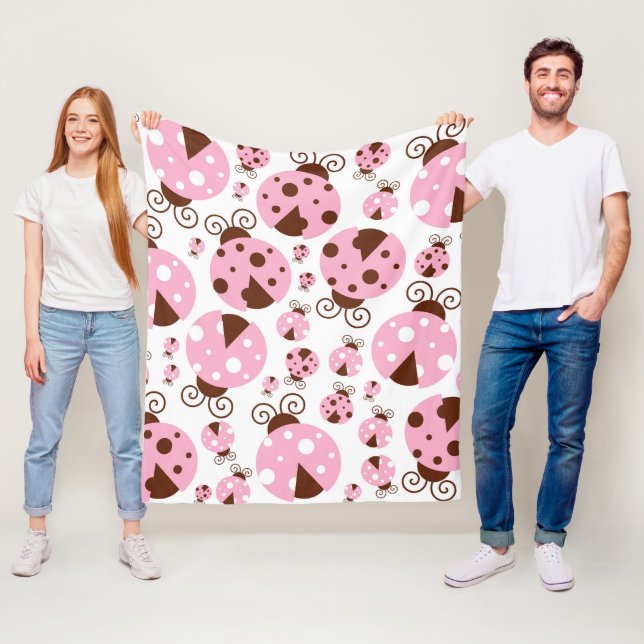 Couverture Polaire Motif De Ladybugs, Mignons Ladybugs, Pink Ladybugs (En situation)