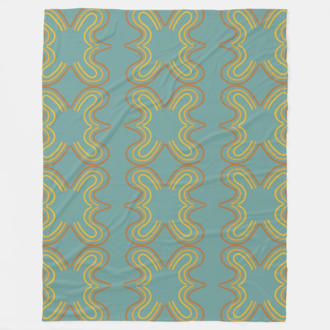 Couverture Polaire motif de ligne géométrique turquoise (Devant)