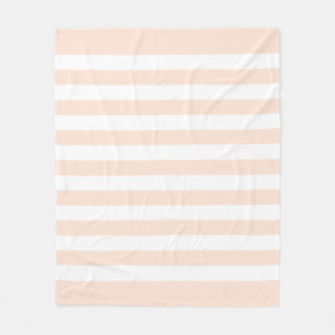 Couverture Polaire Motif de lignes pastel pêche et blanc