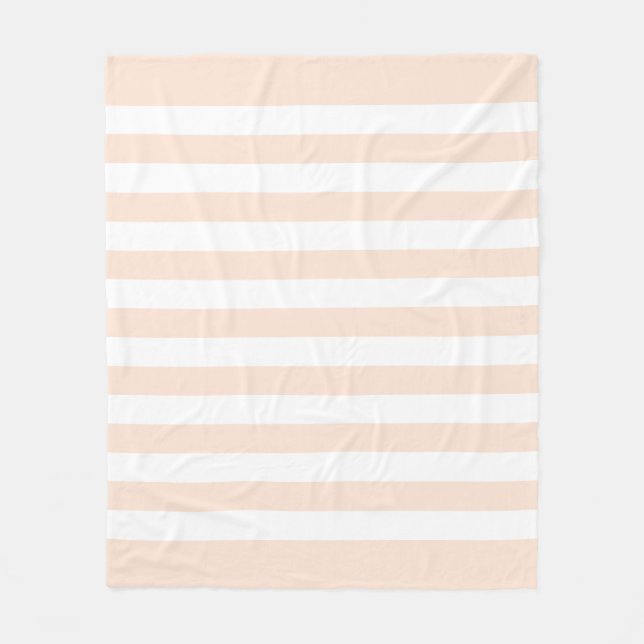 Couverture Polaire Motif de lignes pastel pêche et blanc (Devant)