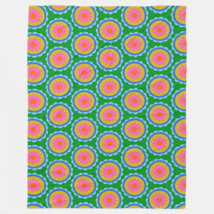 Couverture Polaire Motif de Mandala aux couleurs vives des années 60 