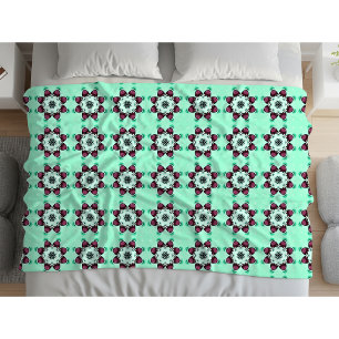 Couverture Polaire Motif de mandala géométrique vert menthe
