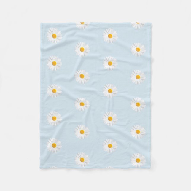 Couverture Polaire motif de marguerite blanche (Devant)