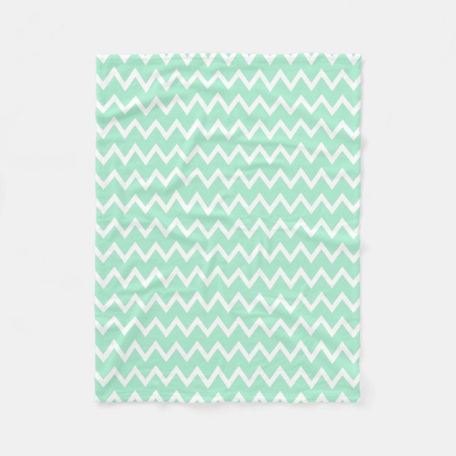 Couverture Polaire Motif de menthe vert et blanc (Devant)