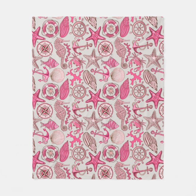 Couverture Polaire Motif de mer rose (Devant)