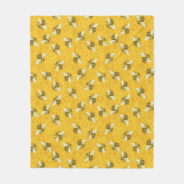 Couverture Polaire Motif de nature d'abeille de ruche de nid (Devant)