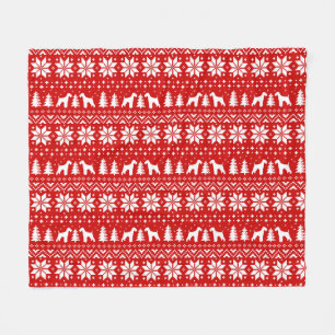 Couverture Polaire Motif de Noël de silhouettes d'Airedale Terrier