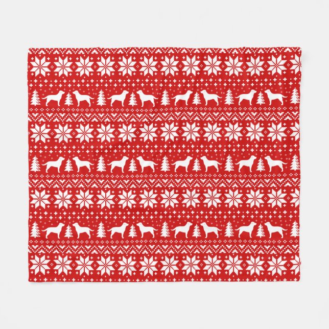 Couverture Polaire Motif de Noël de silhouettes de labrador retriever (Devant (Horizontal))