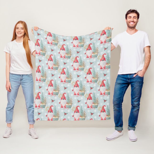 Couverture Polaire Motif de Noël Gnome (En situation)