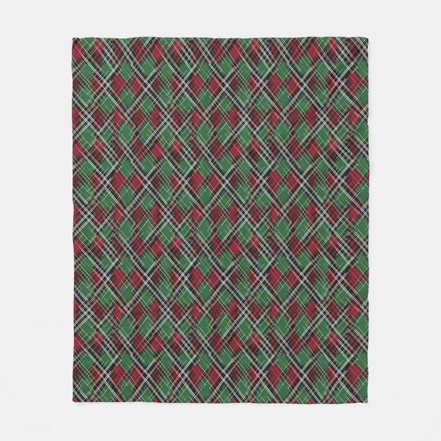 Couverture Polaire Motif de Noël rouge et vert tendance (Devant)