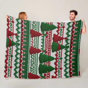 Couverture Polaire motif de Noël tricoté