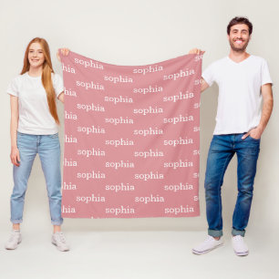 Couverture Polaire Motif de nom personnalisé Dusty Pink