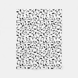 Couverture Polaire Motif de notes de musique blanc et noir