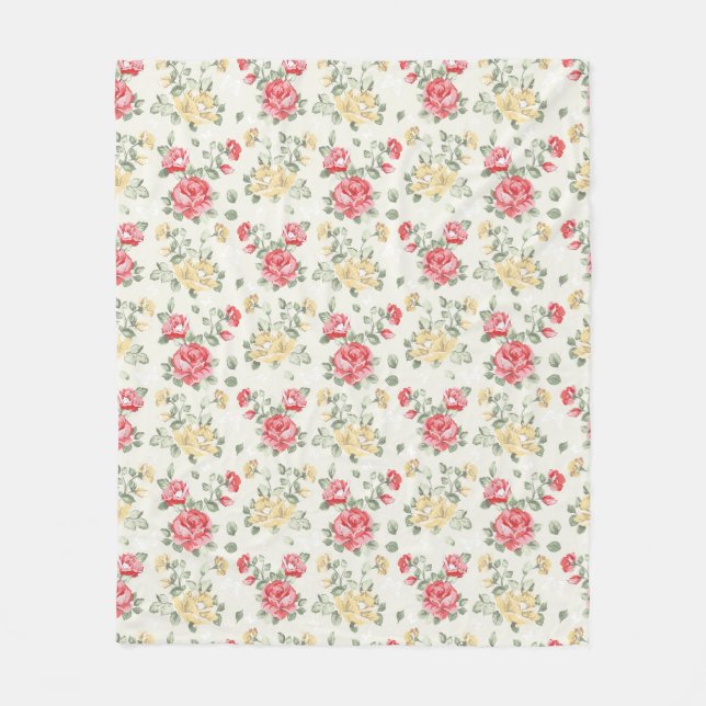 Couverture Polaire Motif de papier peint d'élégance des roses roses (Devant)