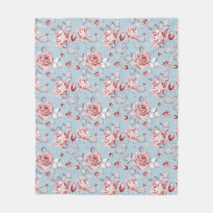 Couverture Polaire Motif de papier peint d'élégance des roses roses 2