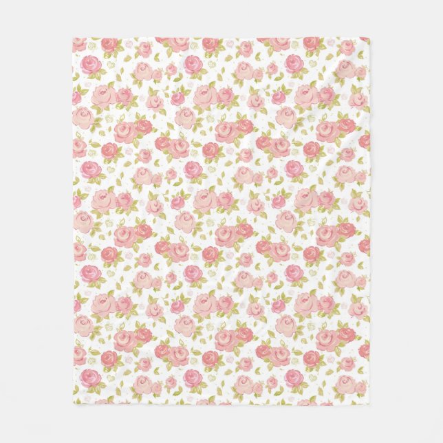 Couverture Polaire Motif de papier peint d'élégance des roses roses 3 (Devant)