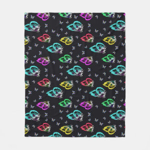 Couverture Polaire Motif de papillon noir coloré