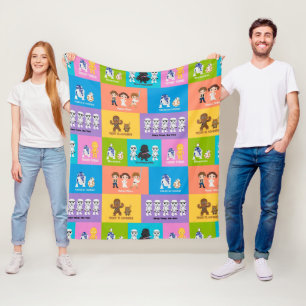 Couverture Polaire Motif de patchwork de personnages motivants