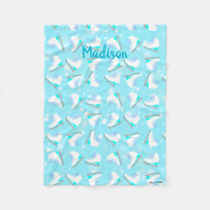 Couverture Polaire Motif de patinage artistique bleu Cute Kawaii Pers