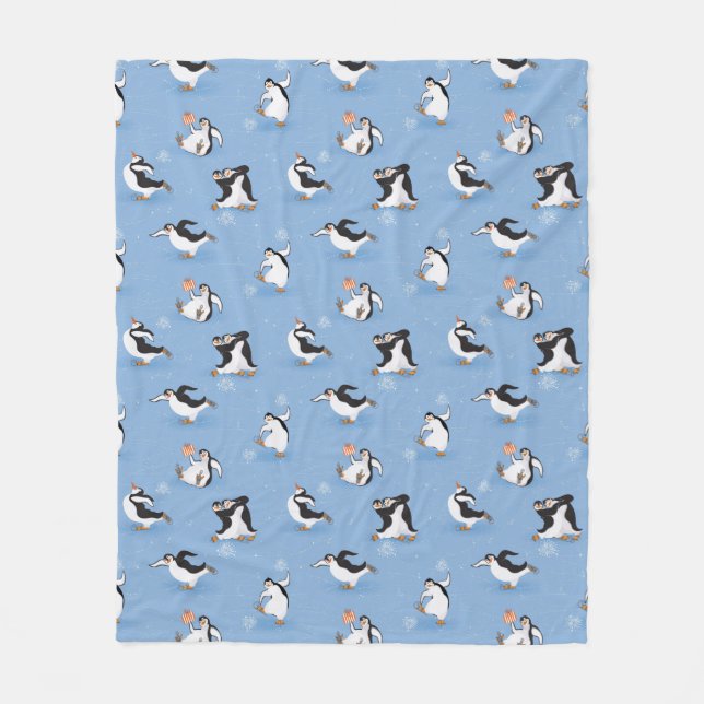 Couverture Polaire Motif de patinage de pingouins (Devant)