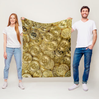 Couverture Polaire Motif de pièce Bitcoin BTC Cryptodevise Gold
