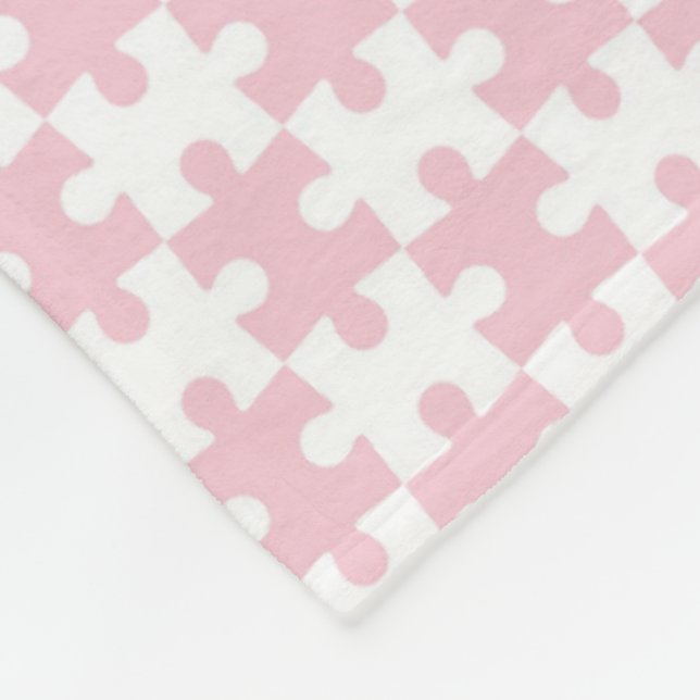 Couverture Polaire Motif de pièce de puzzle rose clair et blanc (Coin)