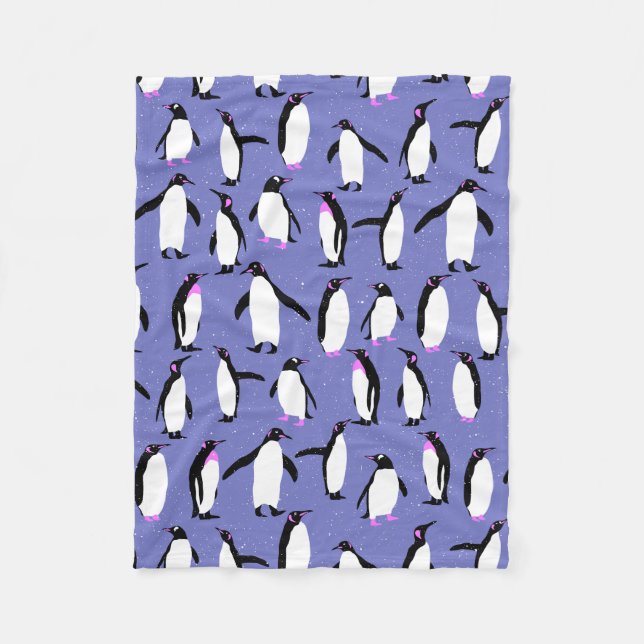 Couverture Polaire Motif de pingouin d'hiver mignon (Devant)