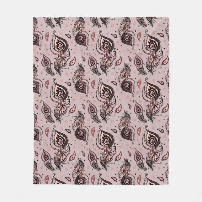 Couverture Polaire Motif de plume de paon (Devant)