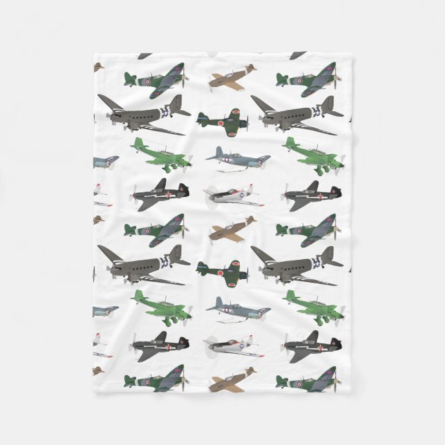 Couverture Polaire Motif de plusieurs avions 2ÈME GUERRE MONDIALE (Devant)