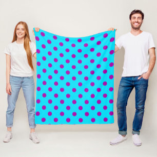 Couverture Polaire Motif de pois violet sur fond bleu