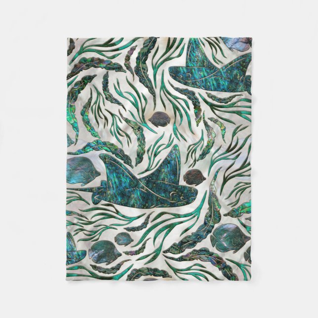 Couverture Polaire Motif de poisson stingray et squelette Abalone (Devant)