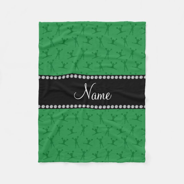Couverture Polaire Motif de pom-pom girl vert de nom personnalisé (Devant)