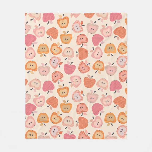 Couverture Polaire Motif de pomme rose et orange mignon (Devant)