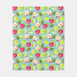 Couverture Polaire Motif de pommes d'aquarelle