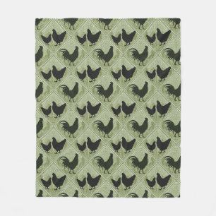 Couverture Polaire Motif de poule de ferme rustique – en vert