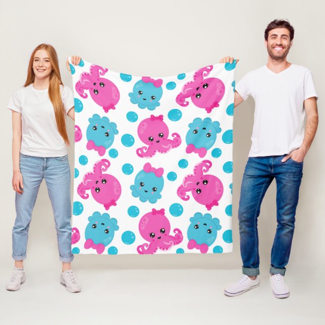 Couverture Polaire Motif de poulpe, poulpe mignonne, Animaux de mer (En situation)