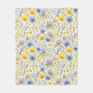 Couverture Polaire Motif de prairie fleurie de printemps