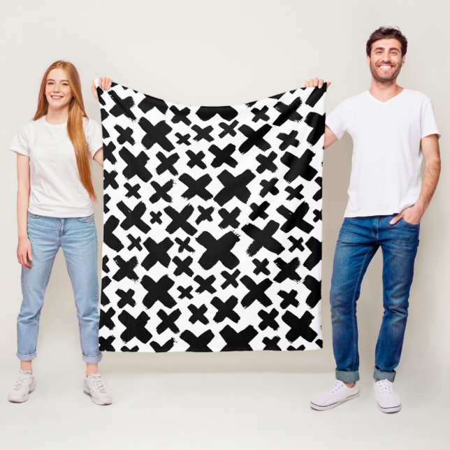 Couverture Polaire Motif de projection de peinture noire (En situation)