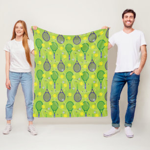 Couverture Polaire 💚 💜 motif de raquette de tennis vert et viol