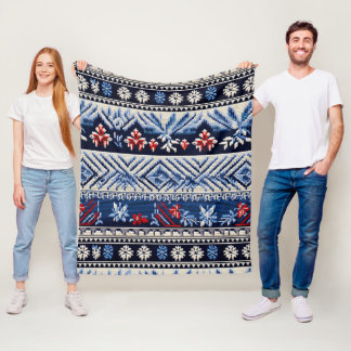 Couverture Polaire Motif de rayure de broderie folklorique